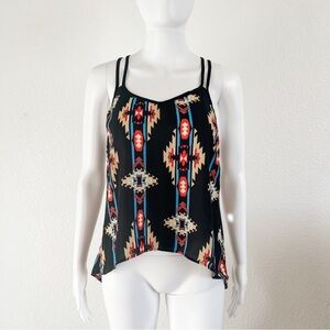 Society Girl Small Black Southwestern Print Festival Boho Tank